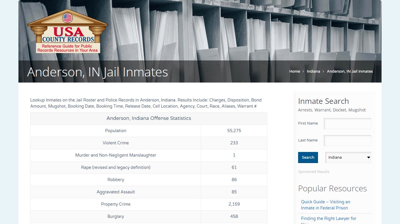 Anderson, IN Jail Inmates | Name Search